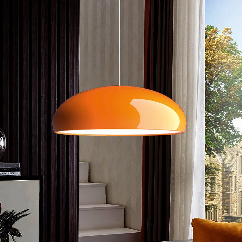 Pangen Modern Glossy Aluminum Dome Pendant Light 60cm Polycarbonate Diffuser Ceiling Fixture