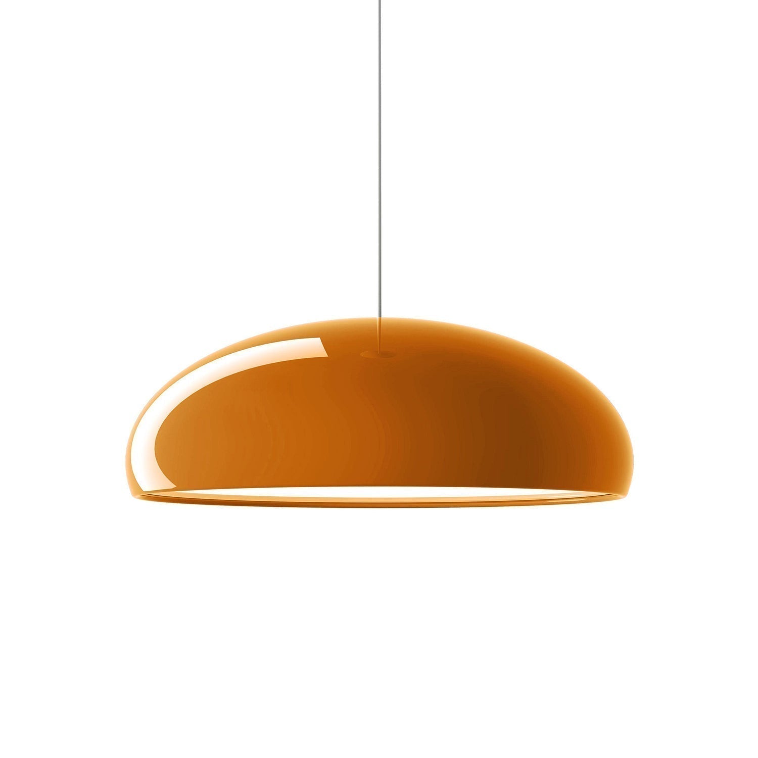 Pangen Modern Glossy Aluminum Dome Pendant Light 60cm Polycarbonate Diffuser Ceiling Fixture