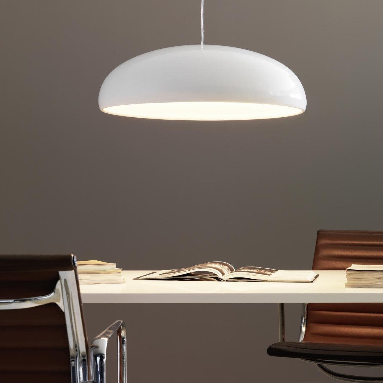 Pangen Modern Glossy Aluminum Dome Pendant Light 60cm Polycarbonate Diffuser Ceiling Fixture