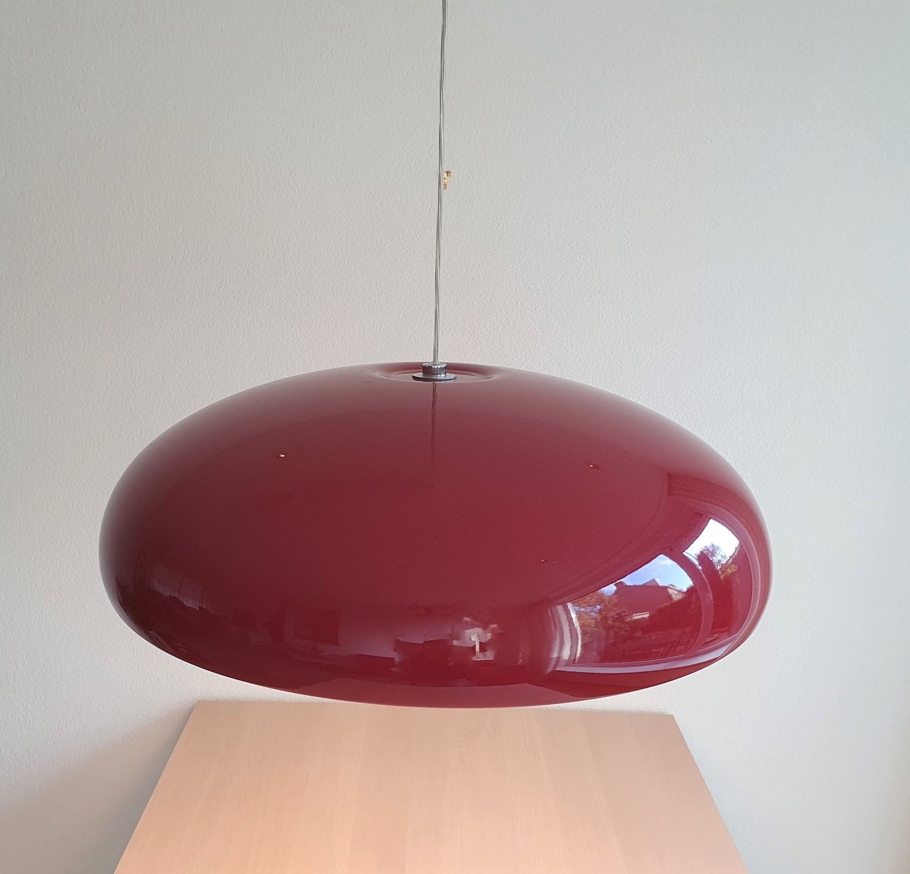 Pangen Modern Glossy Aluminum Dome Pendant Light 60cm Polycarbonate Diffuser Ceiling Fixture