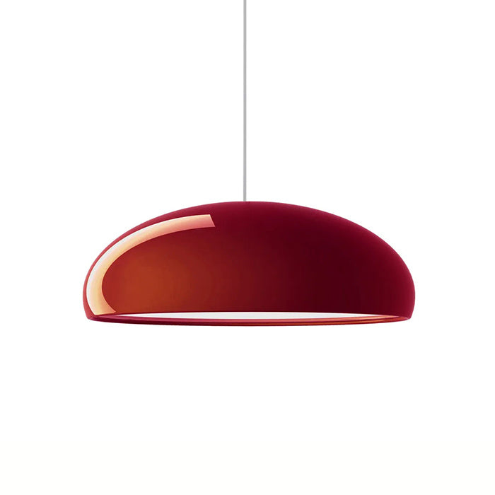Pangen Modern Glossy Aluminum Dome Pendant Light 60cm Polycarbonate Diffuser Ceiling Fixture