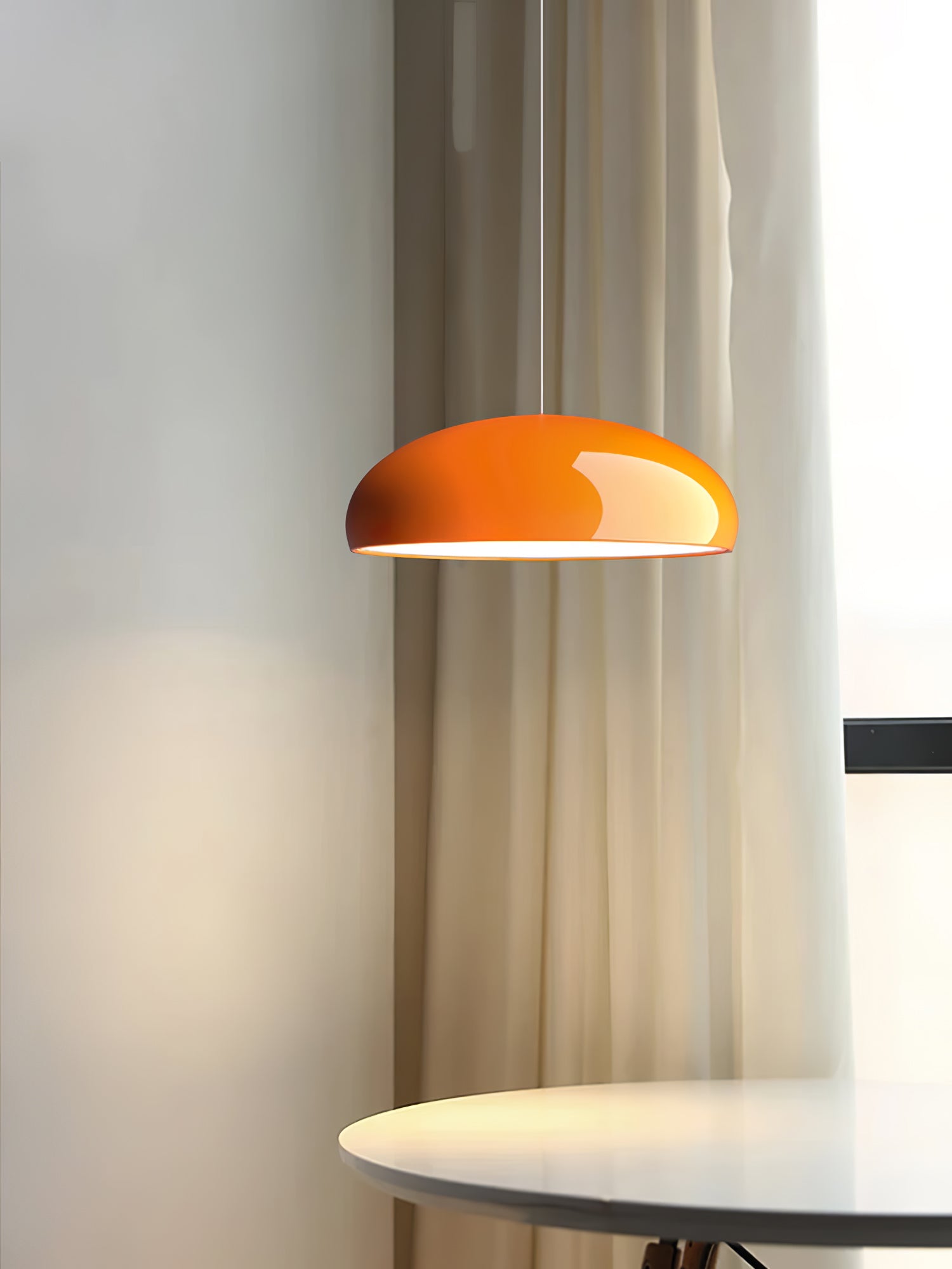 Pangen Modern Glossy Aluminum Dome Pendant Light 60cm Polycarbonate Diffuser Ceiling Fixture