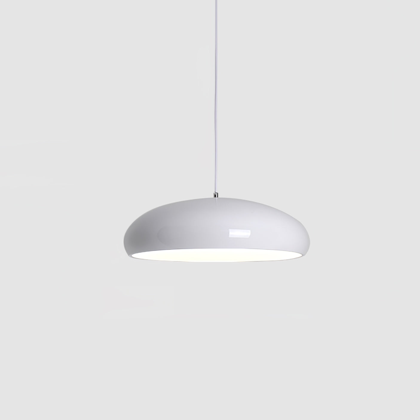 Pangen Modern Glossy Aluminum Dome Pendant Light 60cm Polycarbonate Diffuser Ceiling Fixture