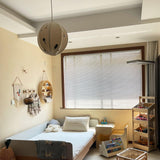 Park Scene Embroidered White Fabric Textile Pendant Light for Bedroom and Dining Areas