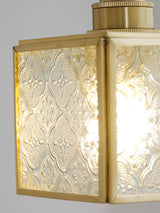 Patterned Frosted Glass Pendant Light with Solid Brass Body for Modern Interior Spaces