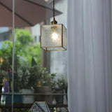 Patterned Frosted Glass Pendant Light with Solid Brass Body for Modern Interior Spaces