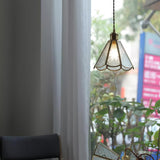 Patterned Frosted Glass Pendant Light with Solid Brass Body for Modern Interior Spaces