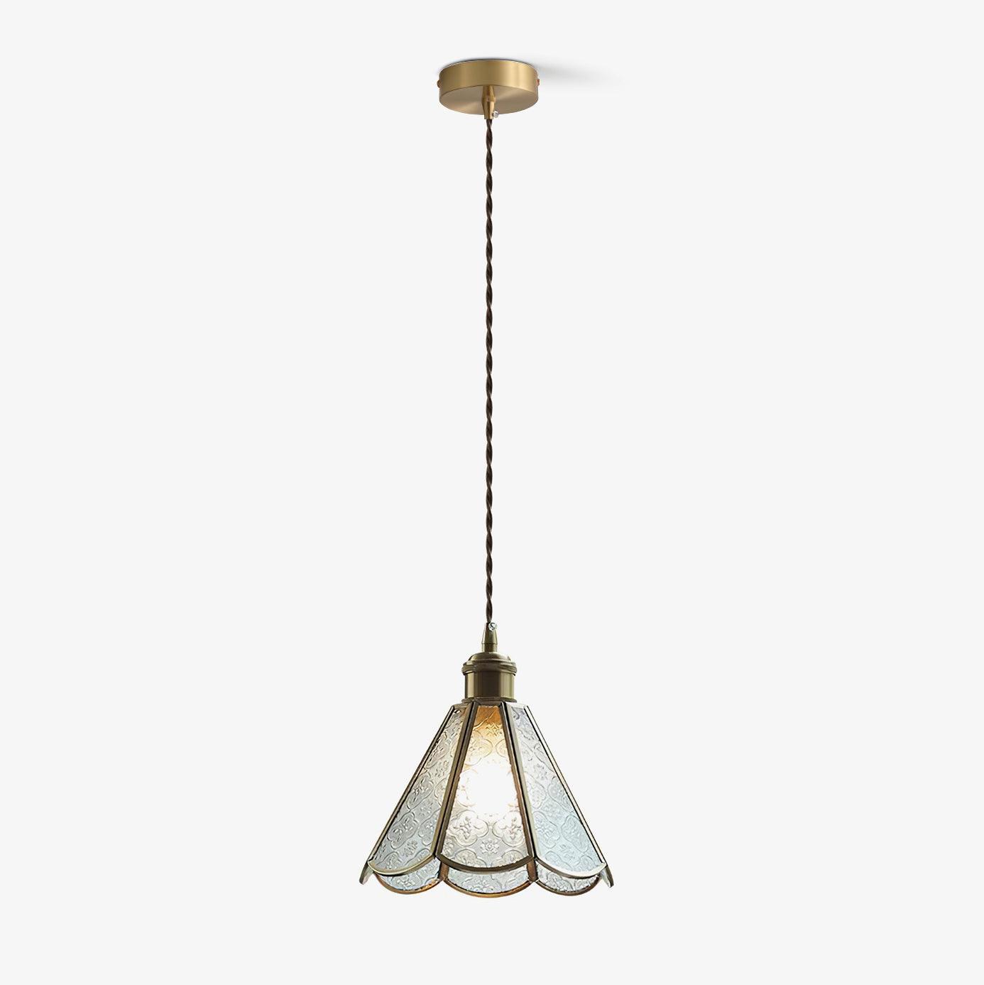 Patterned Frosted Glass Pendant Light with Solid Brass Body for Modern Interior Spaces