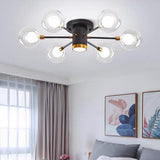 Modern 6 Light Globe Glass Flush Mount Ceiling Light for Bedroom and Living Room