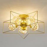 Modern Gold Star Shaped LED Ceiling Light 5 Light Geometric Flush Mount Fixture for Bedrooms