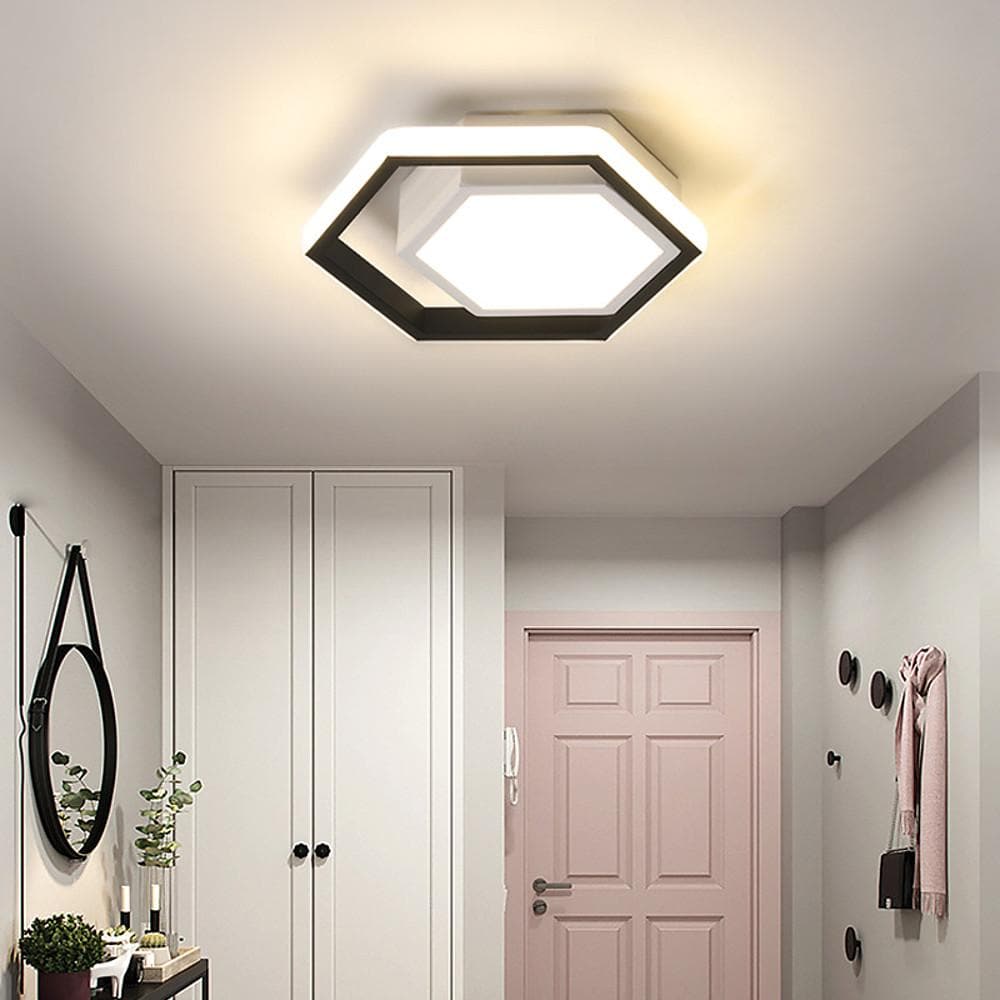 Modern Hexagonal LED Ceiling Light Minimalist Geometric Flush Mount Fixture for Kitchen and Bedroom