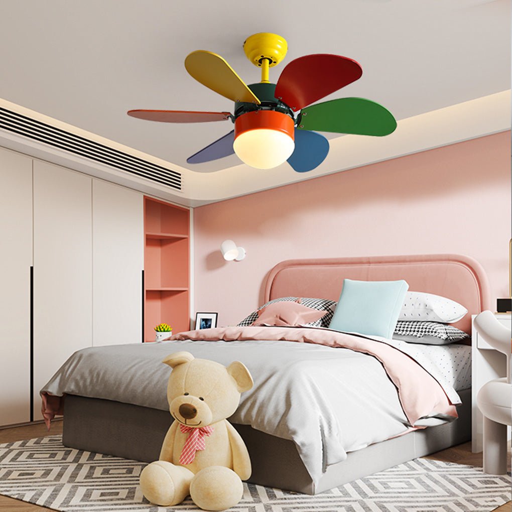 Modern 30 Inch LED Ceiling Fan Light for Kids Room with Silent Motor and Three Speed Dual Control