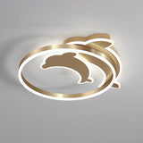 Modern Creative Dolphin LED Ceiling Lamp Three Color Dimmable Flush Mount Light Fixture