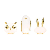 Animal Shaped Glass Table Lamp Modern Owl Rabbit Penguin Gold Bedside Nightstand Light