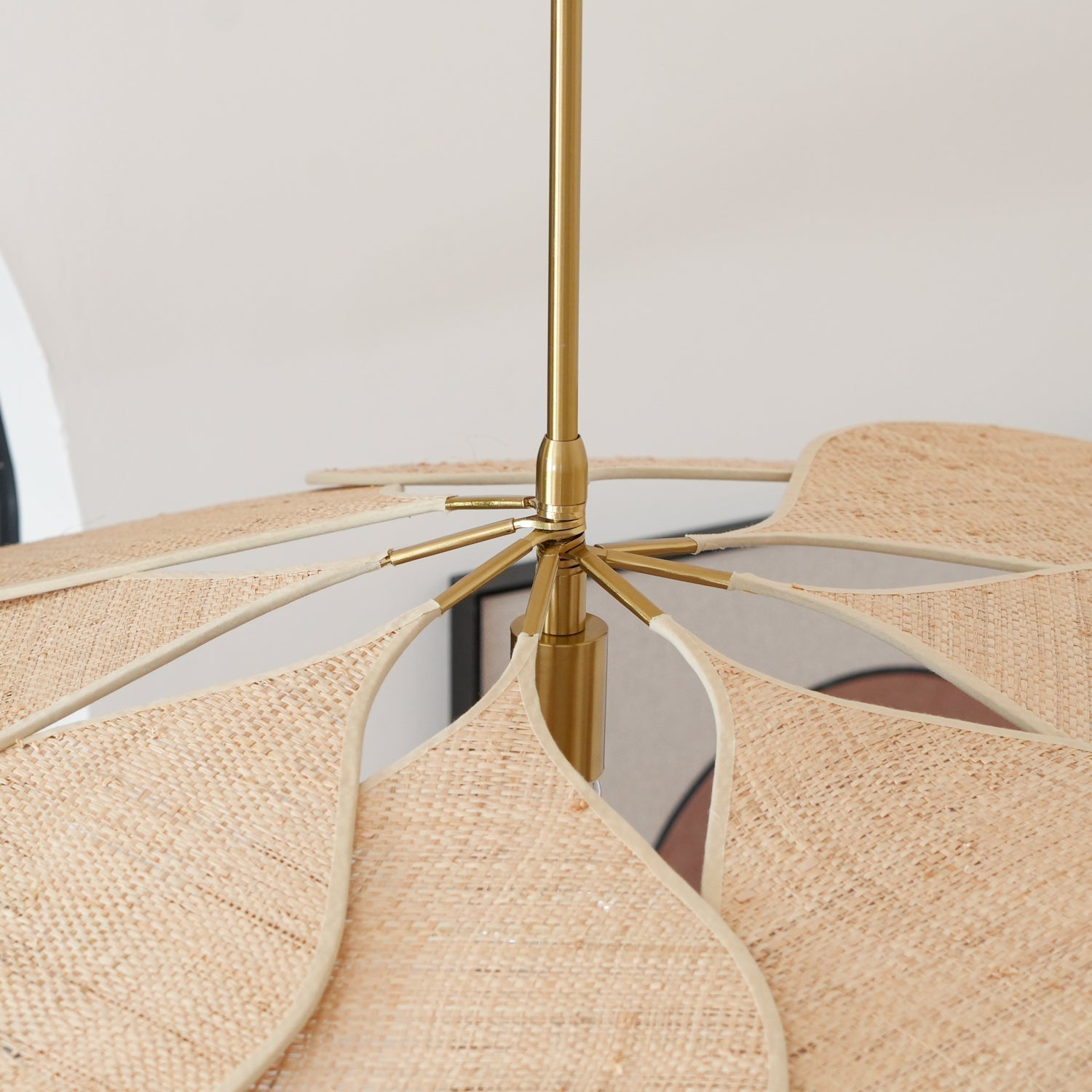 Petals Bloom Floral Rattan Pendant Light Modern Boho Ceiling Fitting for Living Room Bedroom