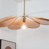 Petals Bloom Floral Rattan Pendant Light Modern Boho Ceiling Fitting for Living Room Bedroom