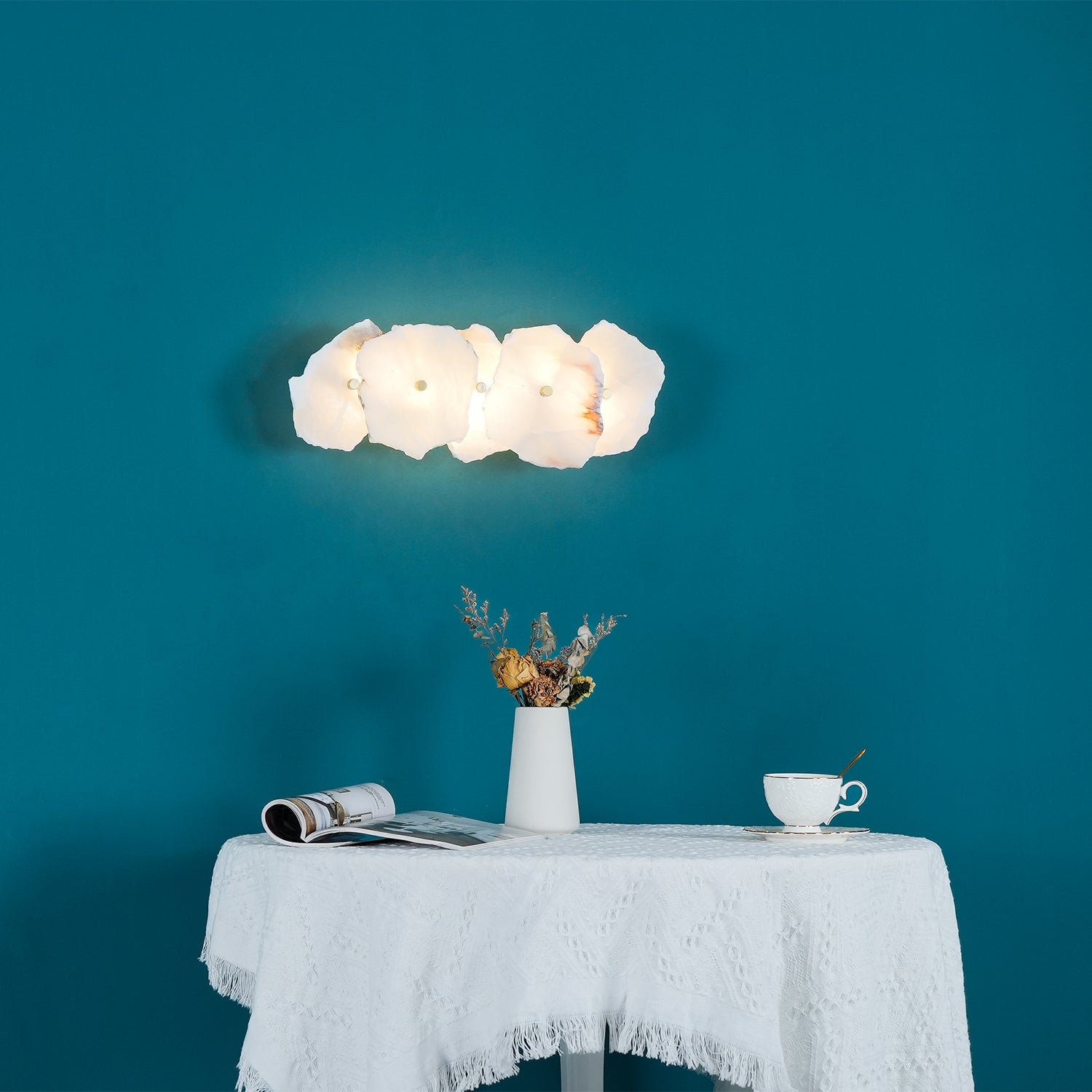 Petra Modern Alabaster Wall Sconce Gold LED Interior Light for Living Room and Bedroom