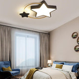Modern 2 Star Shapes LED Flush Mount Ceiling Light Dimmable Nursery Lighting for Kids Bedroom