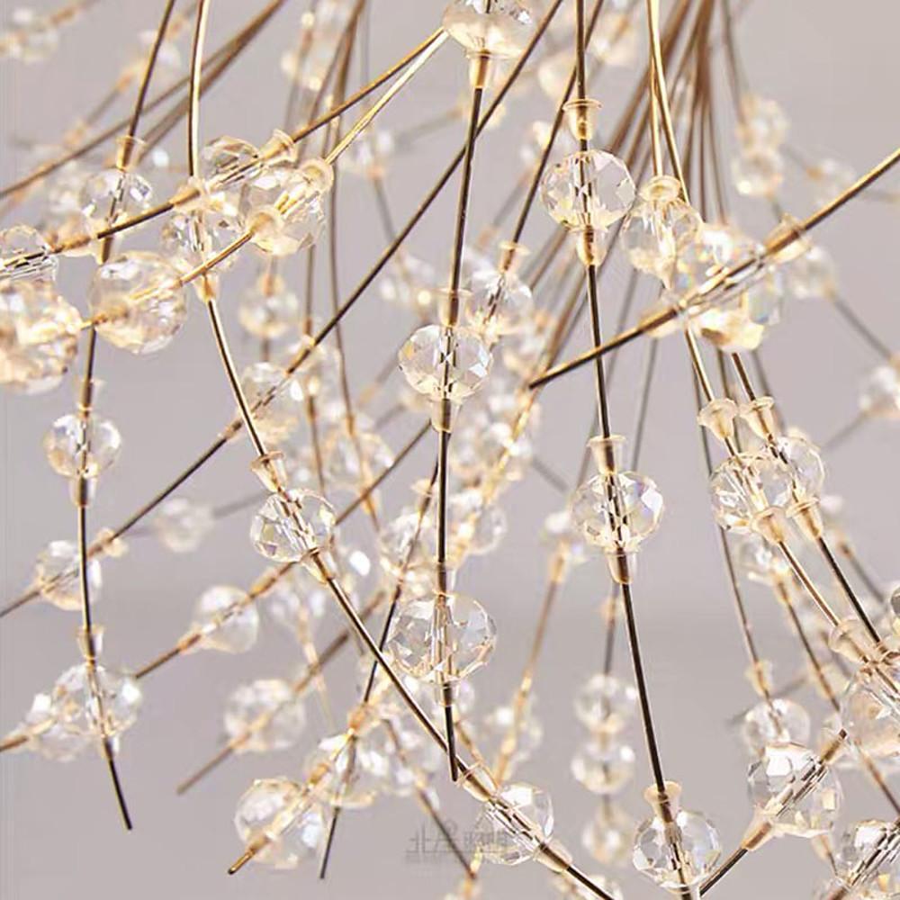 Elegant Flower Branch Crystal Ceiling Lamp 6 Light Brass Flush Mount Lighting