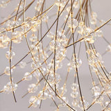 Elegant Flower Branch Crystal Ceiling Lamp 6 Light Brass Flush Mount Lighting