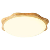 Modern Wave Design Minimalist LED Flush Mount Ceiling Light Nordic Wood Fixture