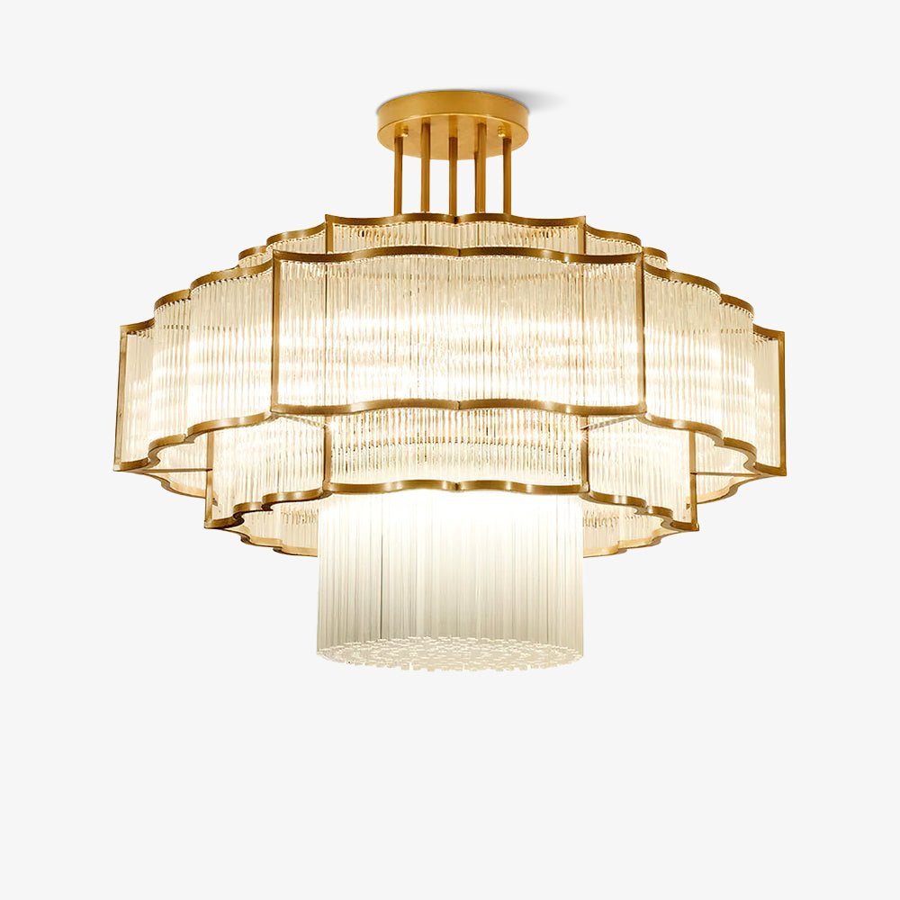 Pharo II Tiered Crystal Pendant Light Modern Luxury Chandelier in Gold and Black Finish