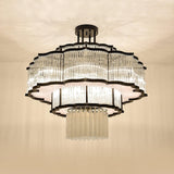Pharo II Tiered Crystal Pendant Light Modern Luxury Chandelier in Gold and Black Finish