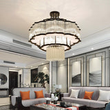 Pharo II Tiered Crystal Pendant Light Modern Luxury Chandelier in Gold and Black Finish