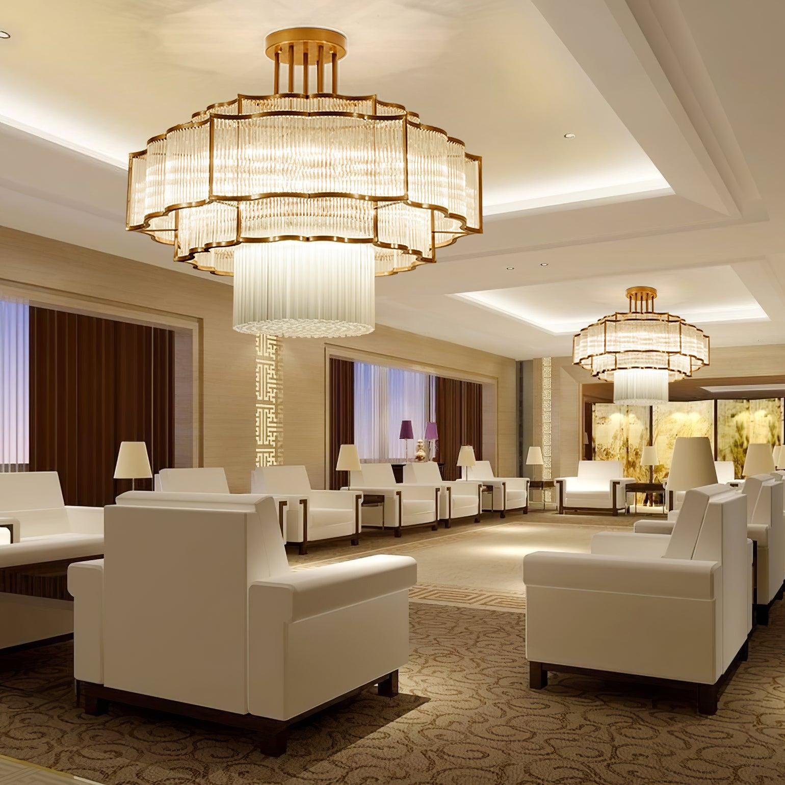 Pharo II Tiered Crystal Pendant Light Modern Luxury Chandelier in Gold and Black Finish