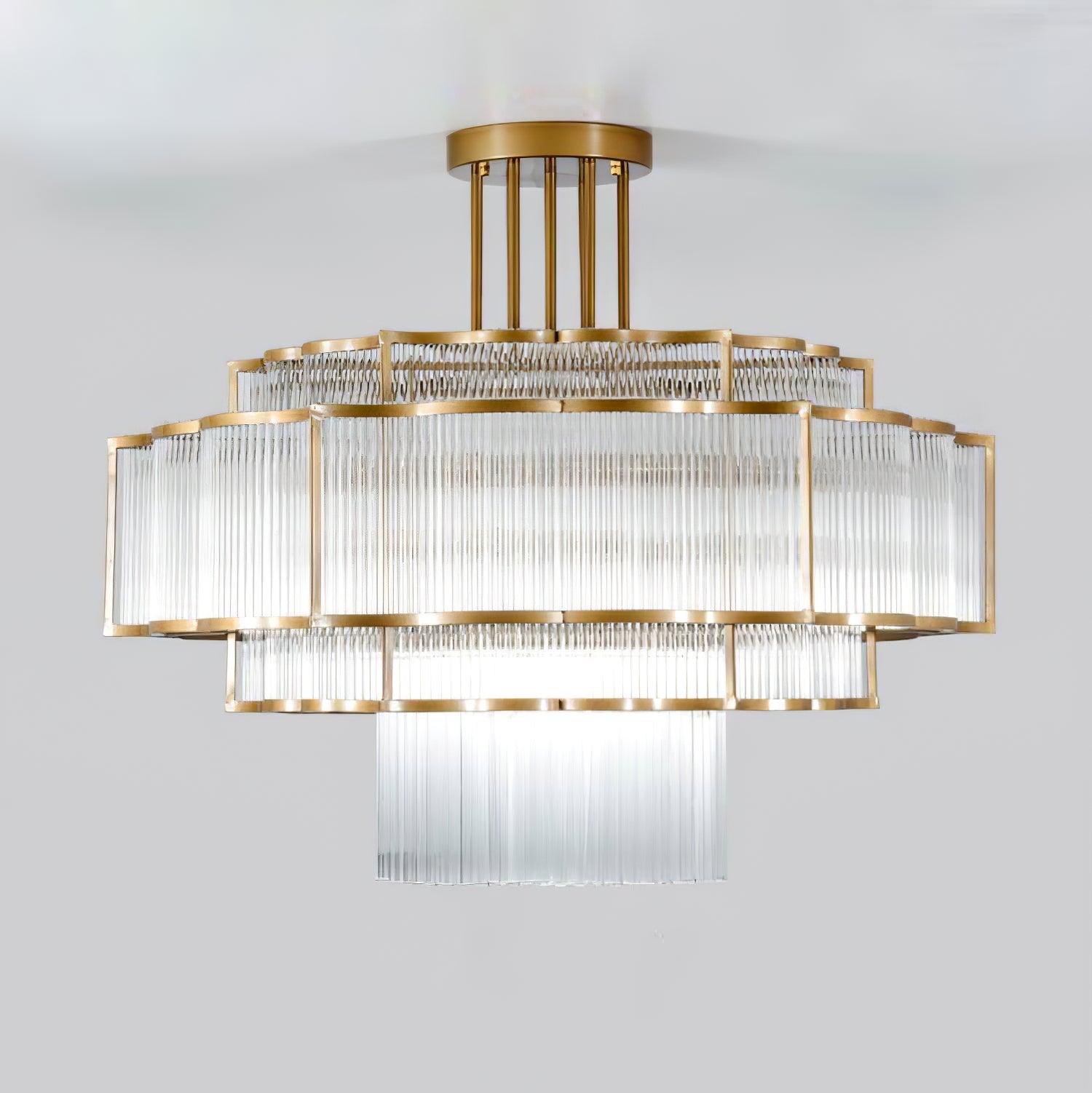 Pharo II Tiered Crystal Pendant Light Modern Luxury Chandelier in Gold and Black Finish