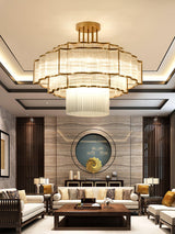 Pharo II Tiered Crystal Pendant Light Modern Luxury Chandelier in Gold and Black Finish