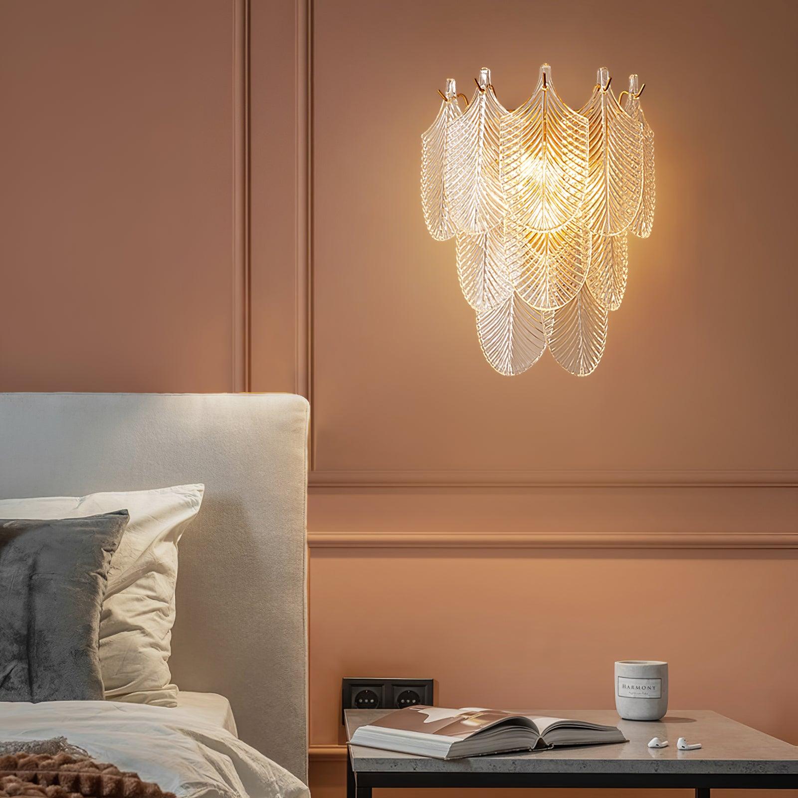 Piemonte Textured Glass Wall Sconce Brass Indoor Lighting Fixture G9 Base