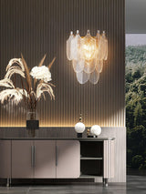 Piemonte Textured Glass Wall Sconce Brass Indoor Lighting Fixture G9 Base