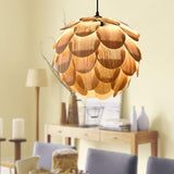 Pinecone Natural Ash Wood Pendant Light Organic Design Ceiling Fixture for Modern Home Interior Lighting