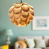 Pinecone Natural Ash Wood Pendant Light Organic Design Ceiling Fixture for Modern Home Interior Lighting