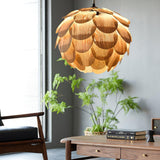 Pinecone Natural Ash Wood Pendant Light Organic Design Ceiling Fixture for Modern Home Interior Lighting