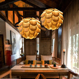 Pinecone Natural Ash Wood Pendant Light Organic Design Ceiling Fixture for Modern Home Interior Lighting