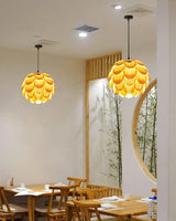 Pinecone Natural Ash Wood Pendant Light Organic Design Ceiling Fixture for Modern Home Interior Lighting
