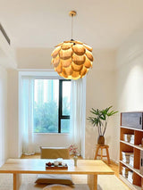 Pinecone Natural Ash Wood Pendant Light Organic Design Ceiling Fixture for Modern Home Interior Lighting