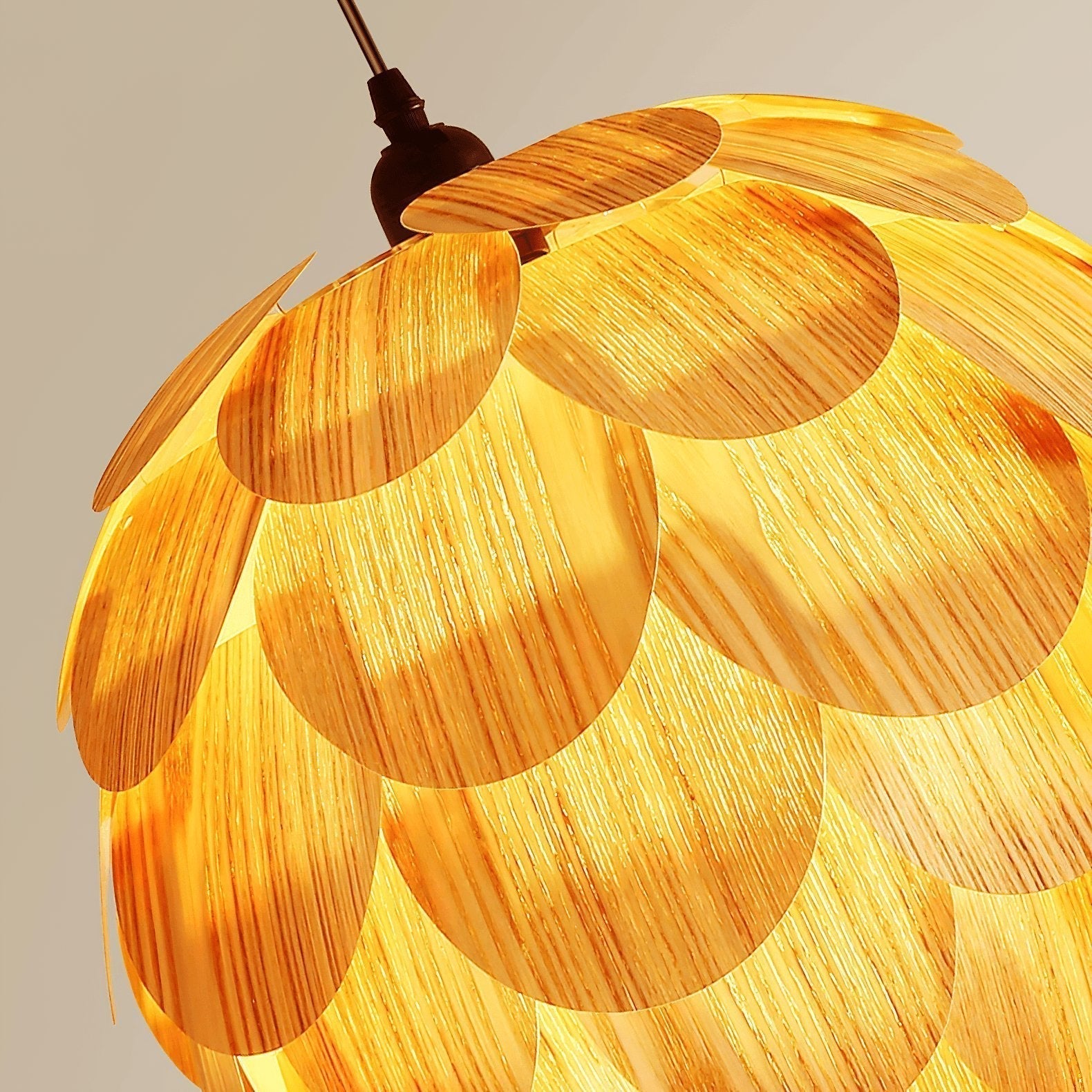 Pinecone Natural Ash Wood Pendant Light Organic Design Ceiling Fixture for Modern Home Interior Lighting