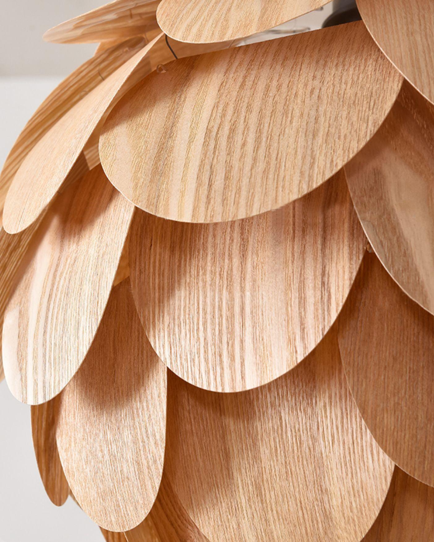 Pinecone Natural Ash Wood Pendant Light Organic Design Ceiling Fixture for Modern Home Interior Lighting
