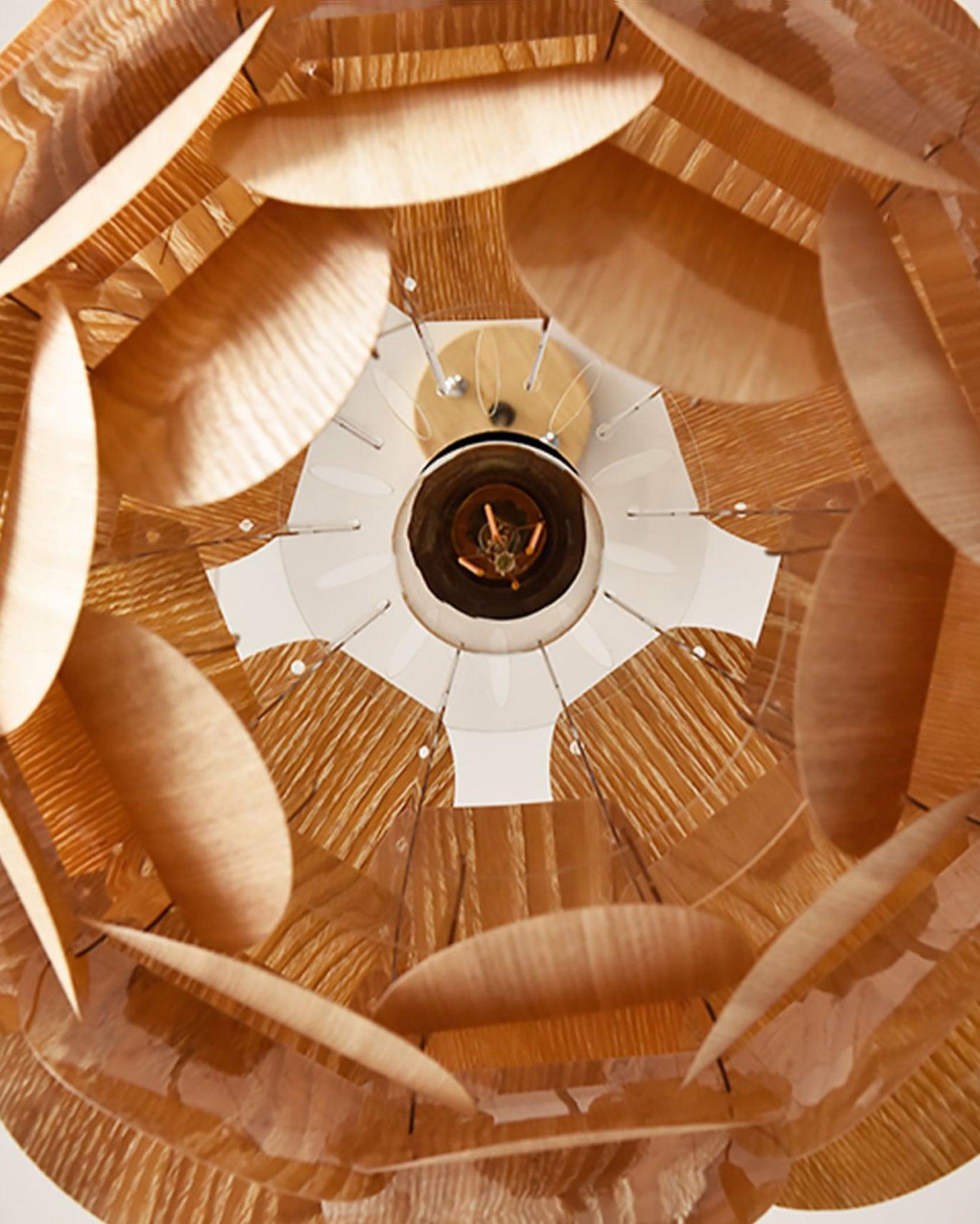Pinecone Natural Ash Wood Pendant Light Organic Design Ceiling Fixture for Modern Home Interior Lighting