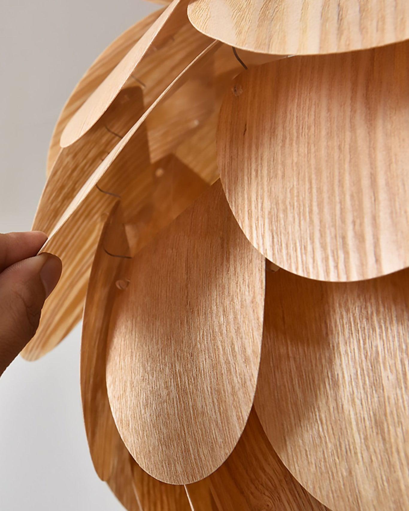 Pinecone Natural Ash Wood Pendant Light Organic Design Ceiling Fixture for Modern Home Interior Lighting