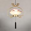 Pink and White Floral Lotus Bloom Pendant Light Resin Matcha Style Chandelier