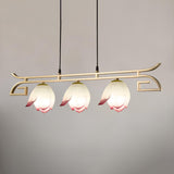 Pink and White Floral Lotus Bloom Pendant Light Resin Matcha Style Chandelier