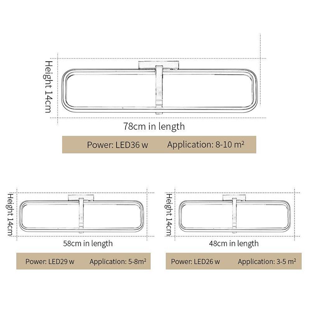 Modern Geometric Dimmable LED Flush Mount Ceiling Light Fixture with Rectangular Design