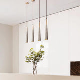 Pleated Concrete Pendant Light with Wood Accents for Modern Dining and Kitchen Decor