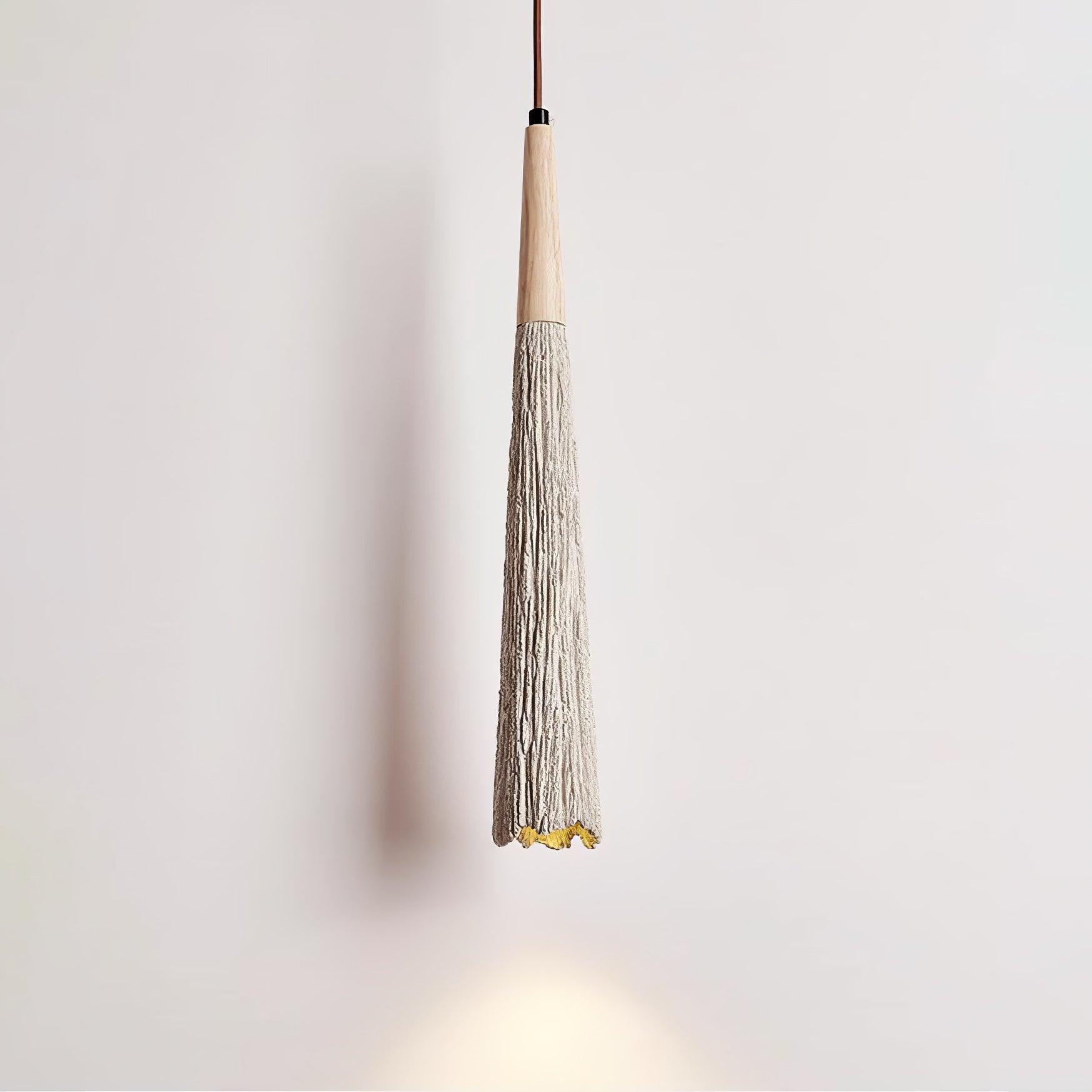 Pleated Concrete Pendant Light with Wood Accents for Modern Dining and Kitchen Decor