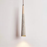 Pleated Concrete Pendant Light with Wood Accents for Modern Dining and Kitchen Decor