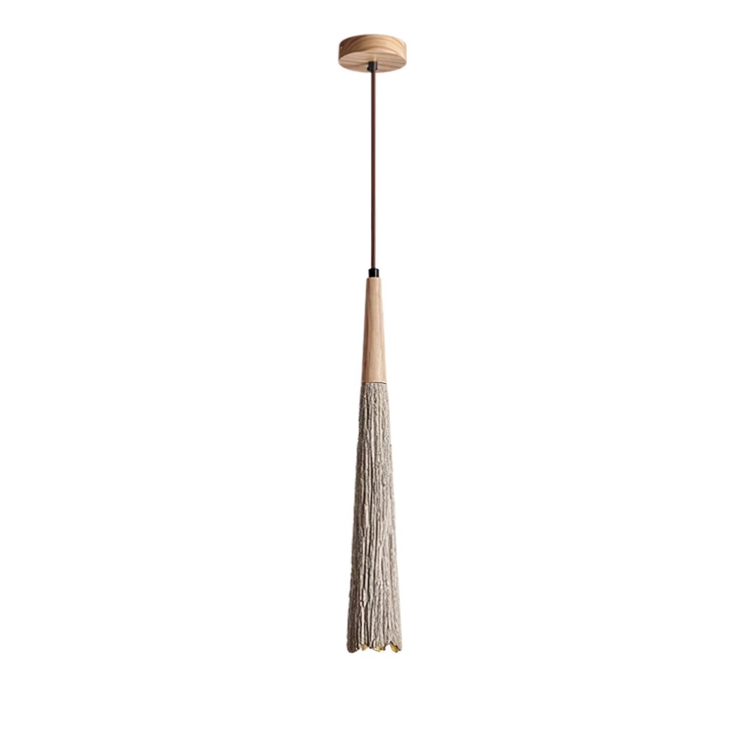 Pleated Concrete Pendant Light with Wood Accents for Modern Dining and Kitchen Decor